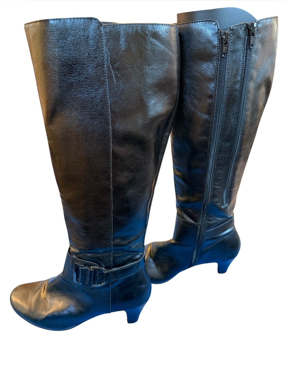 Aerosoles | Black Knee High Kitten Heel Buckle Boots Women’s 8.5 - Picture 4 of 7